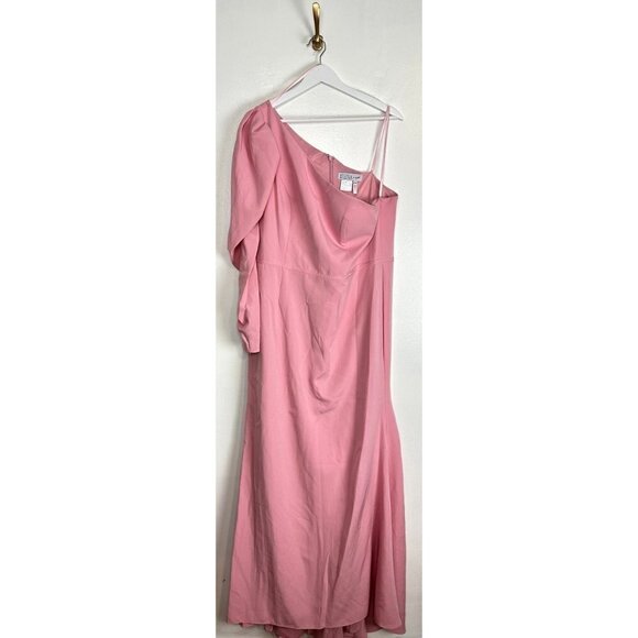 MAC DUGGAL One Shoulder Puff Sleeve Gown in Rose Pink Size US 14 - Picture 2 of 10